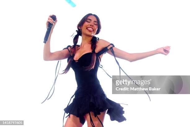 Madison Beer performs on the BBC Radio 1 Dance Stage on Day 3 of Leeds Festival on August 28, 2022 in Leeds, England.