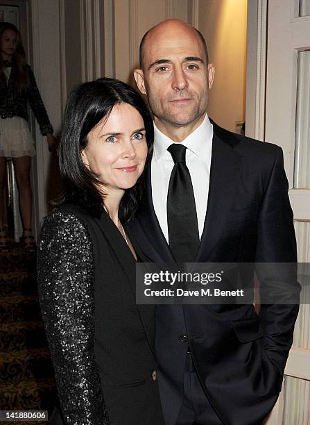 Liza Marshall and Mark Strong arrive at the Jameson Empire Awards at Grosvenor House on March 25, 2012 in London, England.