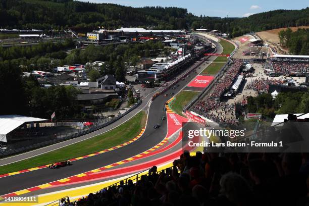 Carlos Sainz of Spain driving the Ferrari F1-75 on track during the F1 Grand Prix of Belgium at Circuit de Spa-Francorchamps on August 28, 2022 in...