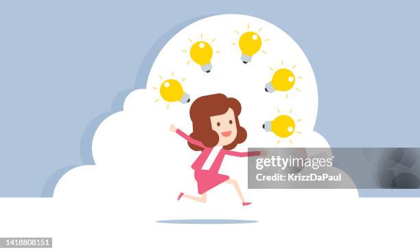 businesswoman juggling light bulbs - woman juggling stock illustrations