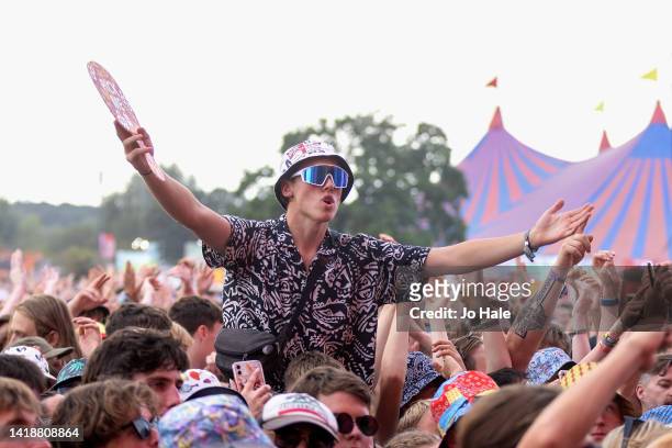 Music Fan in the crowd at Reading Festival day 2 on August 27, 2022 in Reading, England.