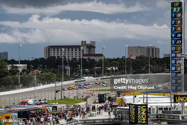 Dark clouds are seen during the NASCAR Cup Series Coke Zero Sugar 400 at Daytona International Speedway on August 28, 2022 in Daytona Beach, Florida.