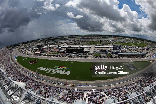 Dark clouds are seen during the NASCAR Cup Series Coke Zero Sugar 400 at Daytona International Speedway on August 28, 2022 in Daytona Beach, Florida.