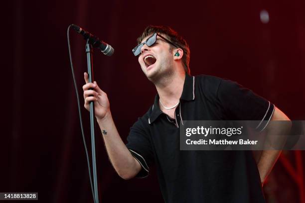 Grian Chatten of Fontaines D.C. Performs on Main Stage East on Day 3 of Leeds Festival on August 28, 2022 in Leeds, England.