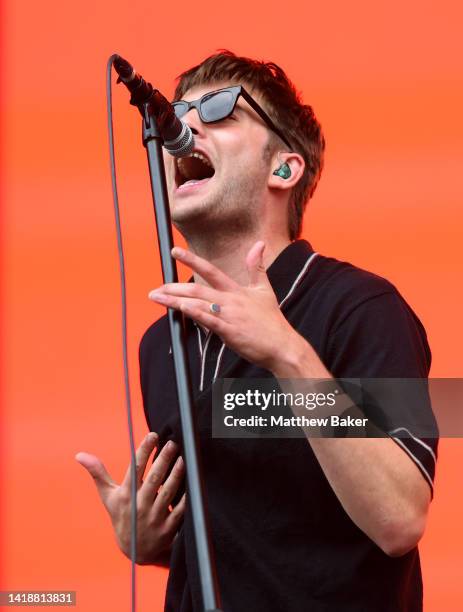 Grian Chatten of Fontaines D.C. Performs on Main Stage East on Day 3 of Leeds Festival on August 28, 2022 in Leeds, England.