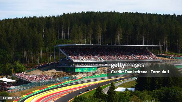 Nicholas Latifi of Canada driving the Williams FW44 Mercedes on track during the F1 Grand Prix of Belgium at Circuit de Spa-Francorchamps on August...