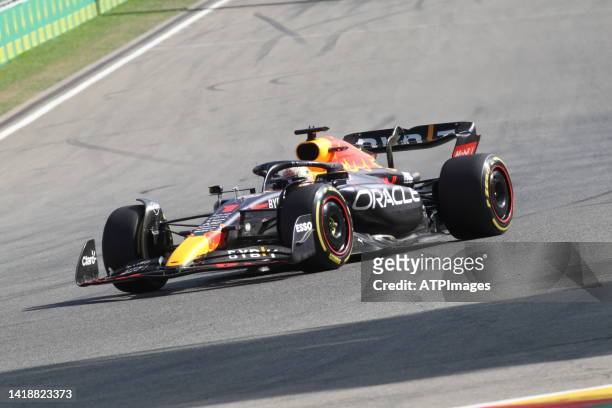 Max Verstappen of Netherland, Oracle Red Bull Racing RB18 Honda driver on track during the F1 Grand Prix of Belgium at Circuit de Spa-Francorchamps...