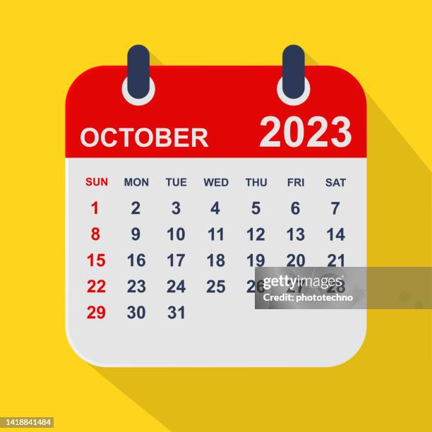 ilustraciones, imágenes clip art, dibujos animados e iconos de stock de hoja del calendario de octubre de 2023. la semana comienza el domingo. ilustración vectorial empresarial - monthly event