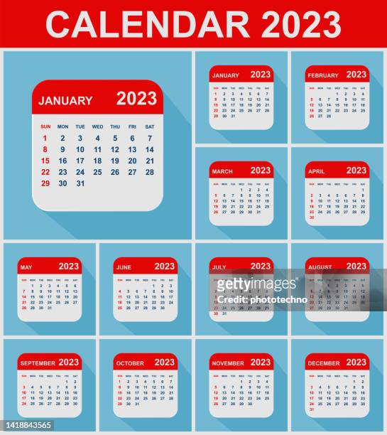 2023 calendar leafs. week starts on sunday. business vector illustration - calendar stock illustrations