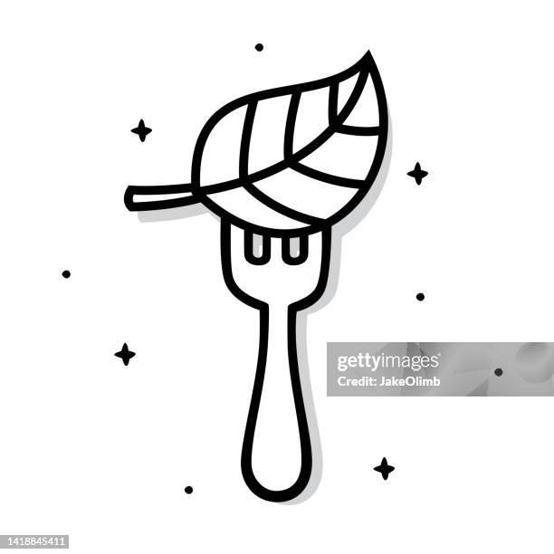 fork leaf doodle 5 - garden dining stock illustrations
