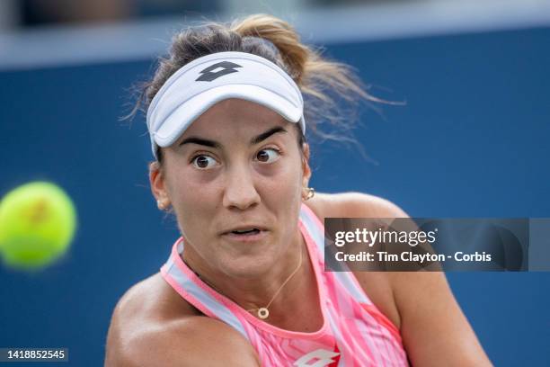 August 28. Danka Kovinic of Montenegro during a practice session on Grandstand in preparation for the US Open Tennis Championship 2022 at the USTA...