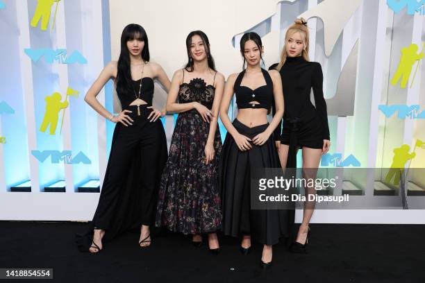 Lisa, Jisoo, Jennie, and Rosé of BLACKPINK attend the 2022 MTV VMAs at Prudential Center on August 28, 2022 in Newark, New Jersey.
