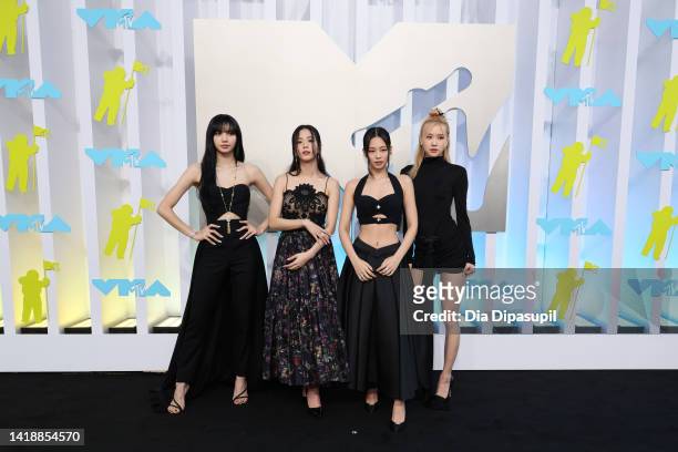Lisa, Jisoo, Jennie, and Rosé of BLACKPINK attend the 2022 MTV VMAs at Prudential Center on August 28, 2022 in Newark, New Jersey.