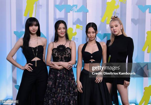 Lisa, Jisoo, Jennie and Rosé of Blackpink attends the 2022 MTV VMAs at Prudential Center on August 28, 2022 in Newark, New Jersey.