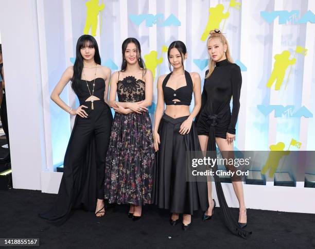 Lisa, Jisoo, Jennie, and Rosé of BLACKPINK attend the 2022 MTV VMAs at Prudential Center on August 28, 2022 in Newark, New Jersey.