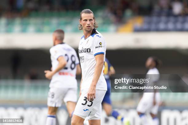 Hans Hateboer of Atalanta BC looks on during the Serie A match between Hellas Verona and Atalanta BC at Stadio Marcantonio Bentegodi on August 28,...