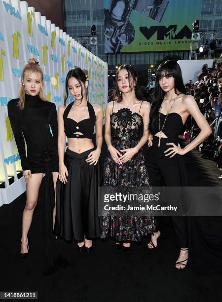 Rosé, Jennie, Jisoo and Lisa of BLACKPINK attend the 2022 MTV VMAs at Prudential Center on August 28, 2022 in Newark, New Jersey.