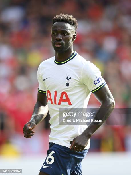 Davinson Sanchez of Tottenham in action during the Premier League match between Nottingham Forest and Tottenham Hotspur at City Ground on August 28,...
