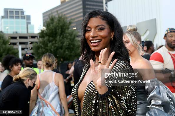 Mtv Rooks Taylor Rooks attends the 2022 MTV VMAs at Prudential Center on August ...