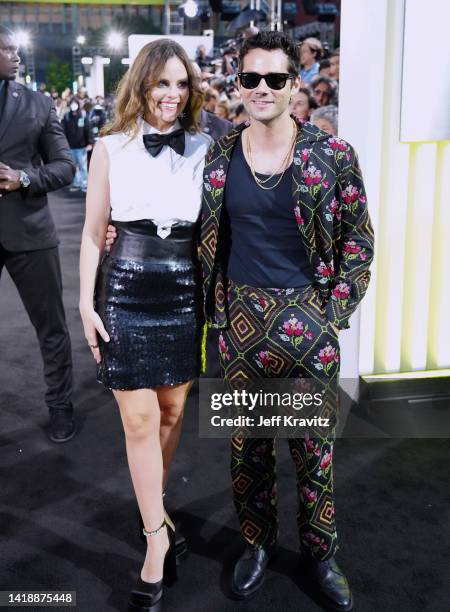 Sarah Ramos and Dylan O'Brien attend the 2022 MTV VMAs at Prudential Center on August 28, 2022 in Newark, New Jersey.