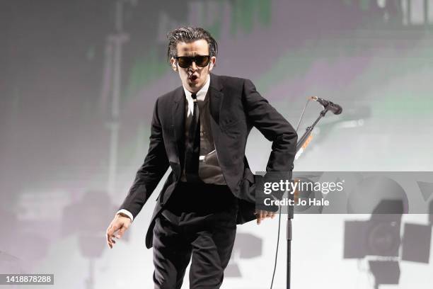 Matt Healy of 1975 performs at Reading Festival day 3 on August 28, 2022 in Reading, England.