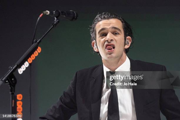 Matt Healy of 1975 performs at Reading Festival day 3 on August 28, 2022 in Reading, England.