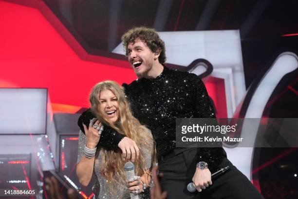 Fergie and Jack Harlow perform onstage at the 2022 MTV VMAs at Prudential Center on August 28, 2022 in Newark, New Jersey.