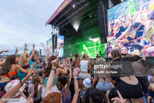 Charli XCX Fans in the crowd at Reading Festival day 3 on August 28, 2022 in Reading, England.