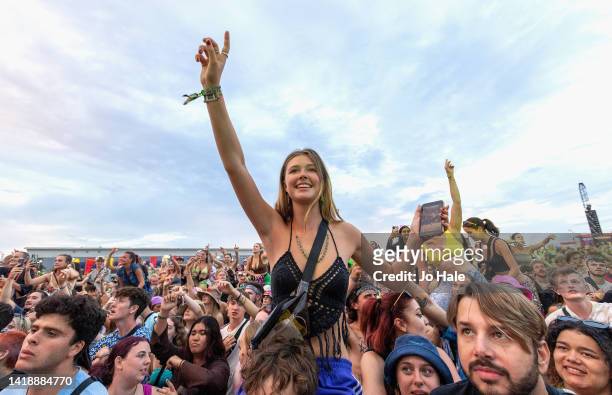 Charli XCX Fans in the crowd at Reading Festival day 3 on August 28, 2022 in Reading, England.