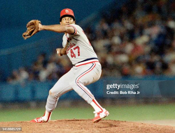 St. Louis Cardinals Pitcher Joaquin Andujar during Los Angeles Dodgers vs St. Louis Cardinals MLB playoff game, October 9, 1985 in Los Angeles,...
