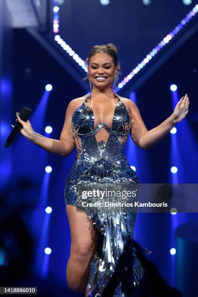 Latto onstage at the 2022 MTV VMAs at Prudential Center on August 28, 2022 in Newark, New Jersey.