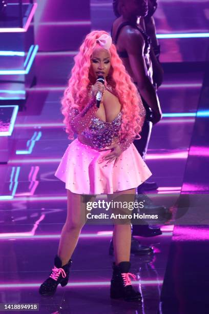 Nicki Minaj performs onstage at the 2022 MTV VMAs at Prudential Center on August 28, 2022 in Newark, New Jersey.