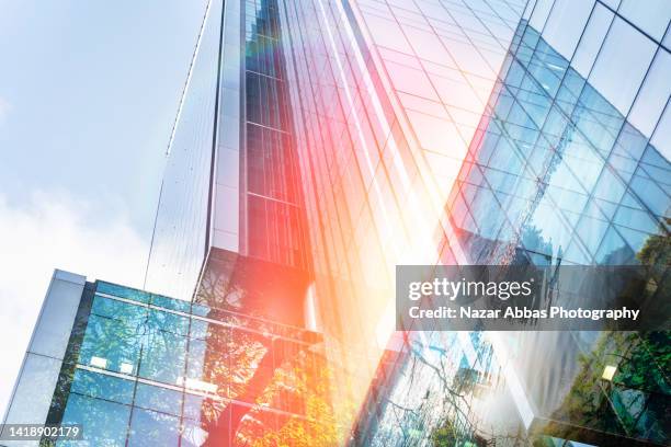 bright ,tall glass buildings. - new zealand business stock pictures, royalty-free photos & images