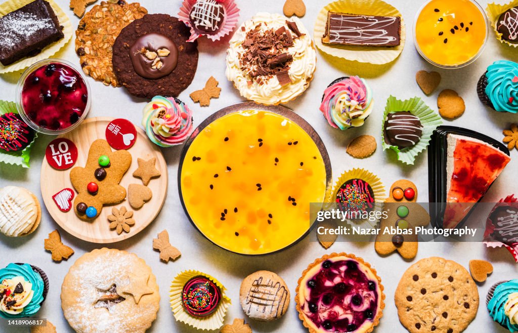 Table top view of Baked delights.