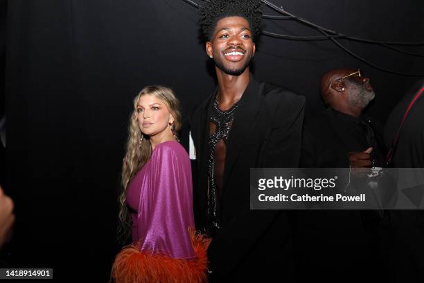 Fergie and Lil Nas X seen backstage at the 2022 MTV VMAs at Prudential Center on August 28, 2022 in Newark, New Jersey.