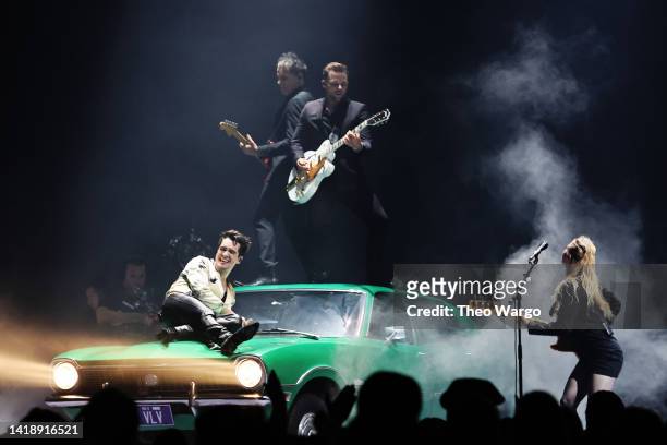 Panic! At the Disco performs onstage at the 2022 MTV VMAs at Prudential Center on August 28, 2022 in Newark, New Jersey.
