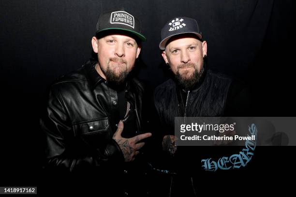 Joel Madden and Bendji Madden seen backstage at the 2022 MTV VMAs at Prudential Center on August 28, 2022 in Newark, New Jersey.