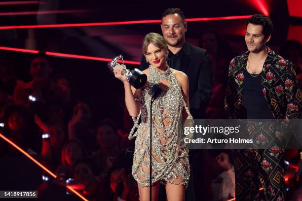 Taylor Swift accepts the Video of the Year award for “All Too Well” onstage at the 2022 MTV VMAs at Prudential Center on August 28, 2022 in Newark,...