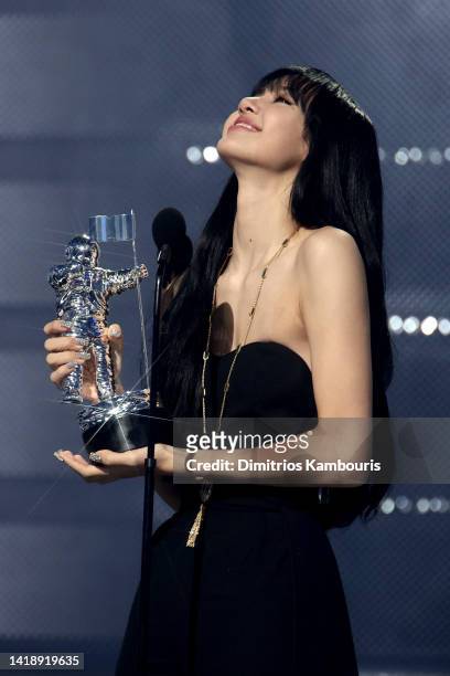 Lisa of BLACKPINK accepts the award for Best K-Pop onstage at the 2022 MTV VMAs at Prudential Center on August 28, 2022 in Newark, New Jersey.