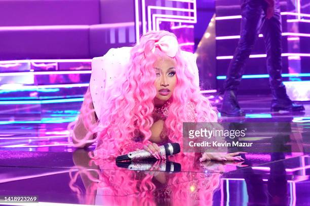 Nicki Minaj performs onstage at the 2022 MTV VMAs at Prudential Center on August 28, 2022 in Newark, New Jersey.