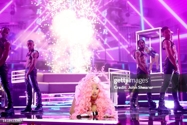 Nicki Minaj performs onstage at the 2022 MTV VMAs at Prudential Center on August 28, 2022 in Newark, New Jersey.