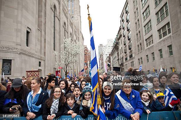 People watch the annual Greek Independence Day Parade on Fifth Avenue on March 25, 2012 in New York City. It was the 191st annual parade which ran...