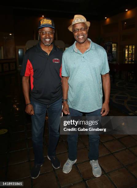 Boxing referees Kermit Bayless and his twin brother Kenny Bayless attend Leon Spinks celebration of life and memorial service at The Modern Showrooms...