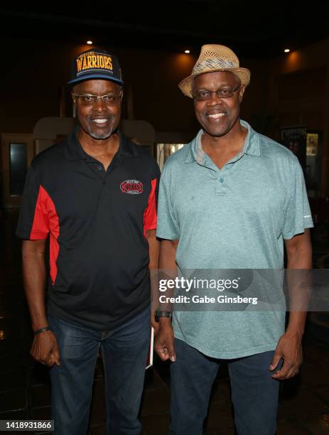 Boxing referees Kermit Bayless and his twin brother Kenny Bayless attend Leon Spinks celebration of life and memorial service at The Modern Showrooms...