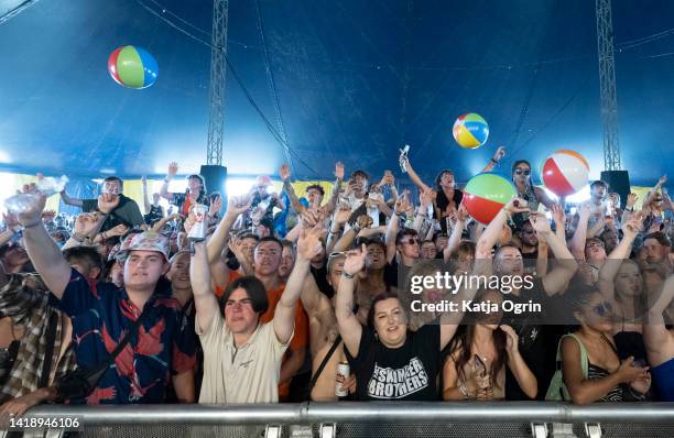 View of the crowd on Day 3 of Leeds Festival on August 28, 2022 in Leeds, England.