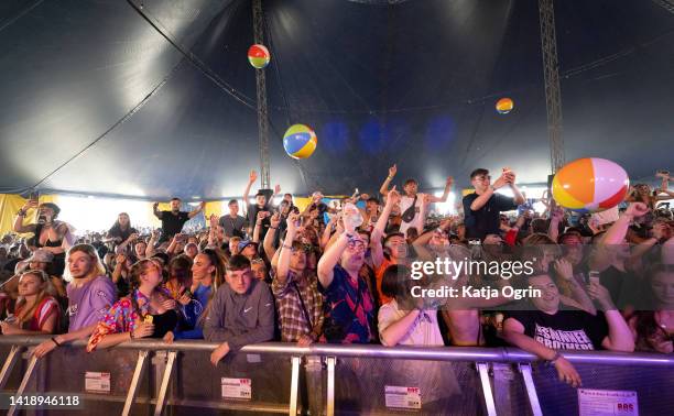 View of the crowd on Day 3 of Leeds Festival on August 28, 2022 in Leeds, England.