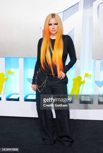 Avril Lavign arrives at 2022 MTV VMAs at Prudential Center on August 28, 2022 in Newark, New Jersey.