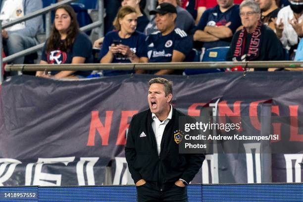 Greg Vanney of LA Galaxy during a game between Los Angeles Galaxy and New England Revolution at Gillette Stadium on August 28, 2022 in Foxborough,...