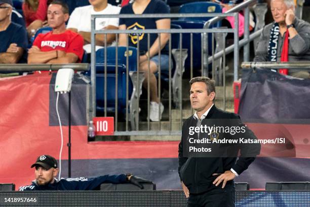 Greg Vanney of LA Galaxy during a game between Los Angeles Galaxy and New England Revolution at Gillette Stadium on August 28, 2022 in Foxborough,...