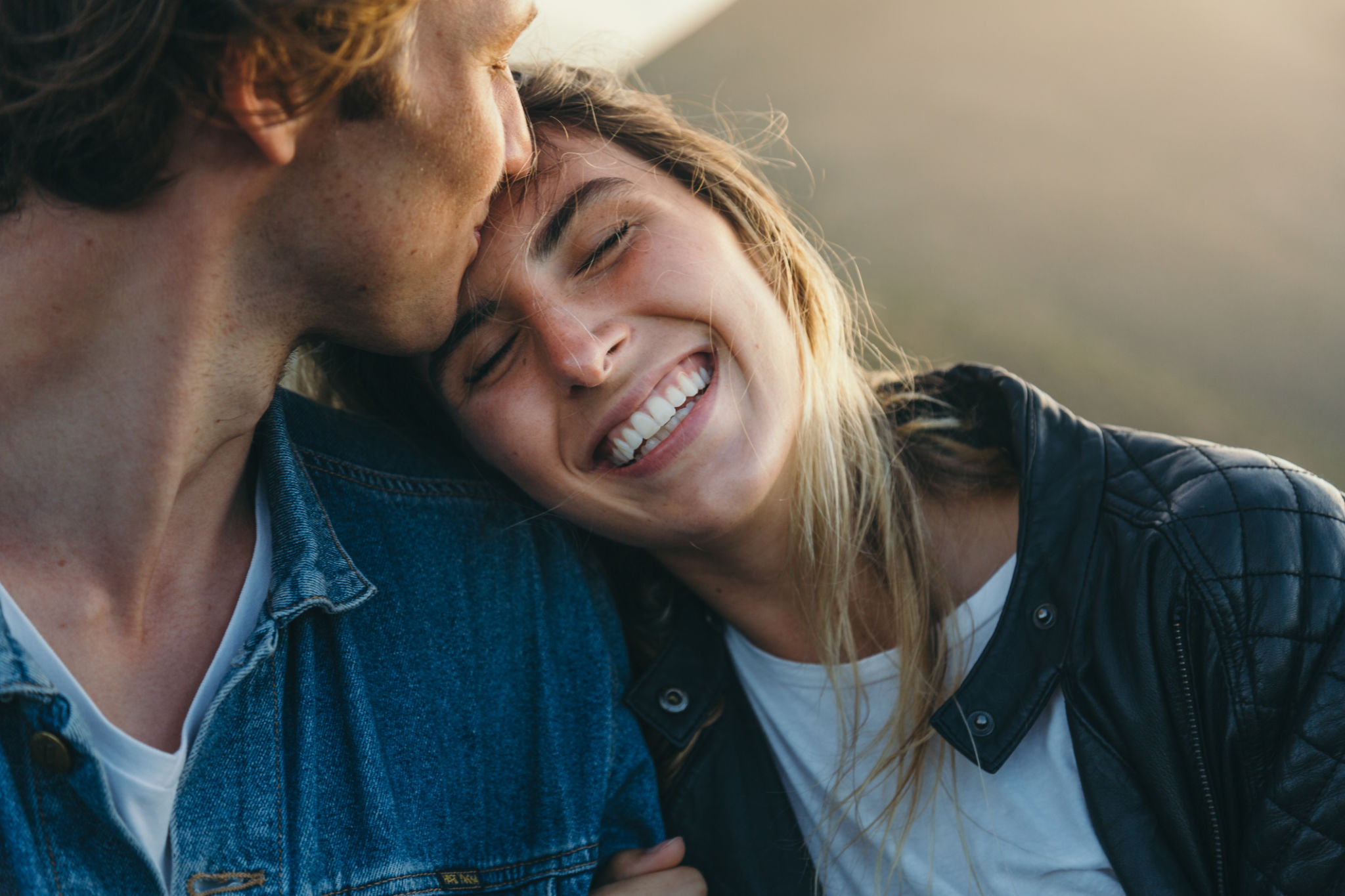 happy couple outdoors